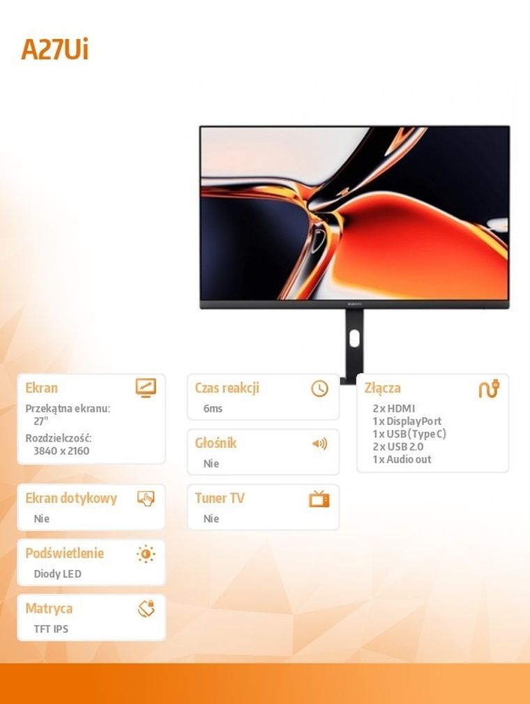 Xiaomi, monitor, 27”, IPS A27Ui