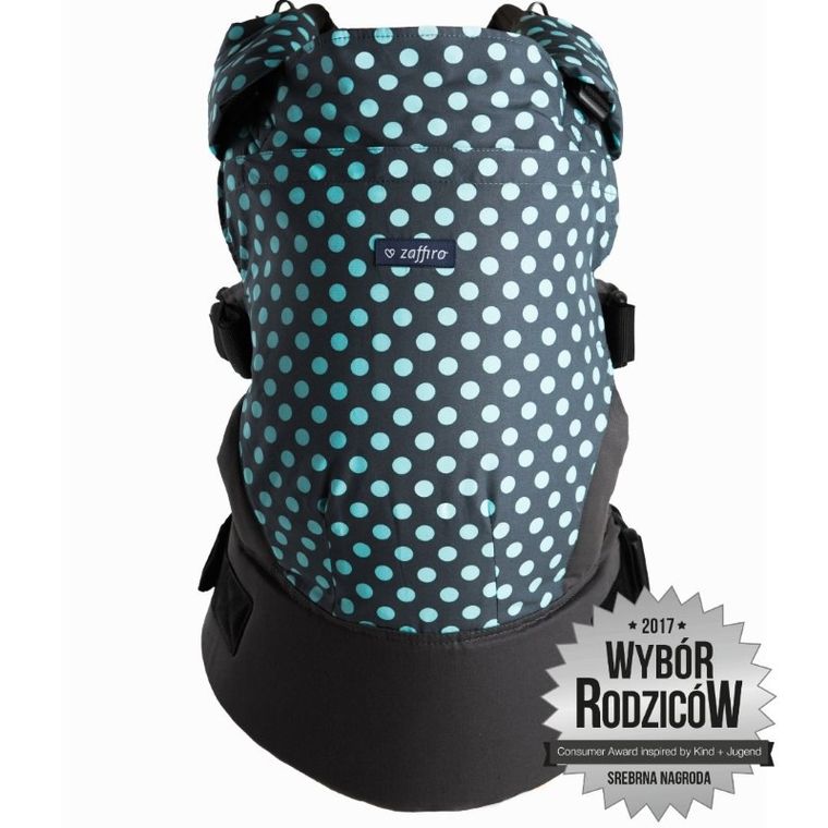 Zaffiro, Care, nosidełko dla niemowląt, szaro-turkusowe groszki