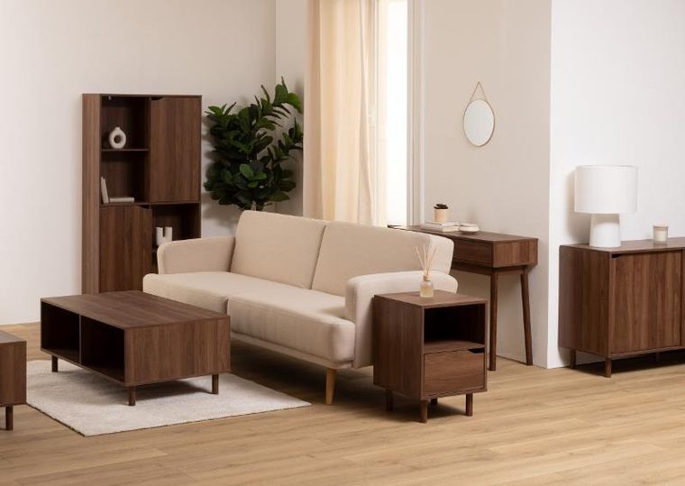 5five Simply Smart, Slidy, stolik kawowy z zamkniętymi półkami, kolor ciemnego drewna, 108-60-42 cm