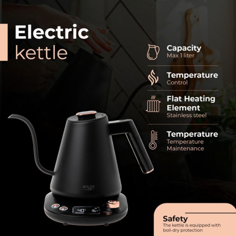 Adler, czajnik elektryczny z długą wylewką, 1,0l
