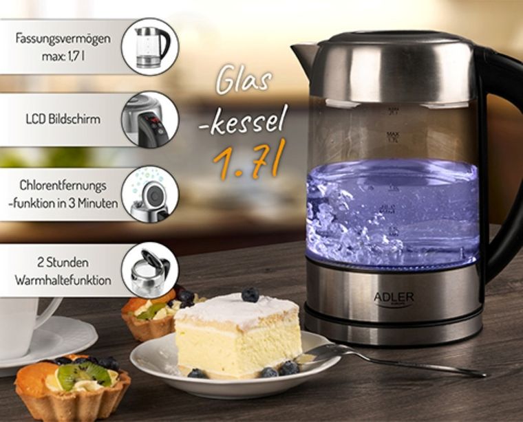 Adler, czajnik szklany, 1.7 l