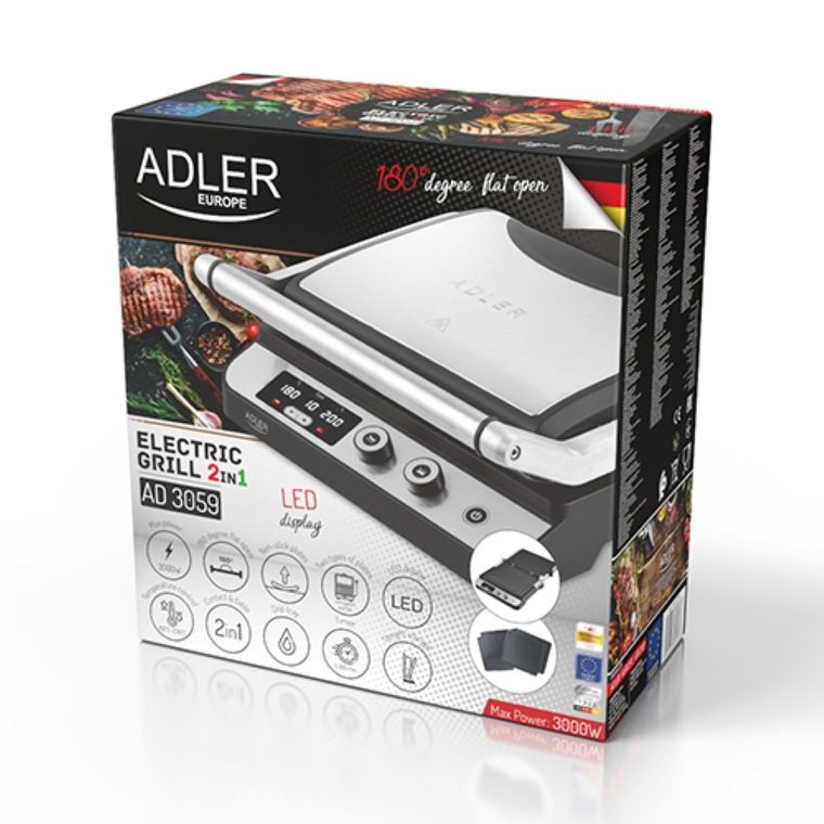 Adler, grill elektryczny 2w1, LED