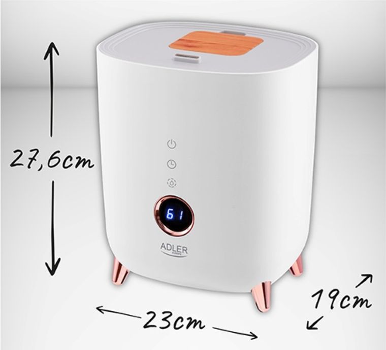 Adler, nawilżacz ultradźwiękowy LED