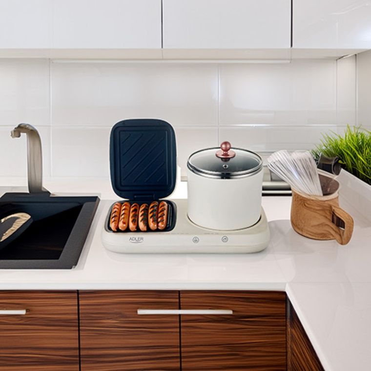 Adler, stacja śniadaniowa 2w1, grill i garnek do gotowania