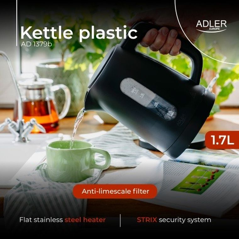 Adler, Strix, czajnik elektryczny, czarny, 1,7l