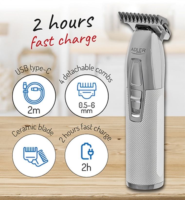 Adler, trymer profesjonalny, USB, AD 2836S