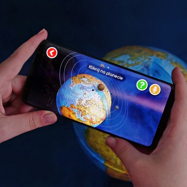 Alaysky, globus o średnicy 25 cm z mapą fizyczną, polityczną i aplikacją