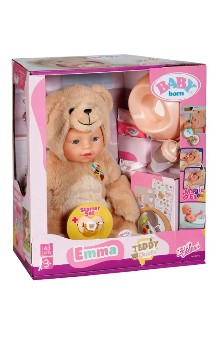 Baby Born, Emma w stroju niedźwiadka, lalka bobas, 43 cm