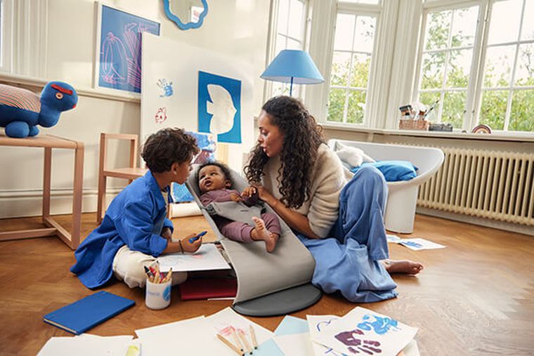 BabyBjörn, Bliss 3D Jersey, leżaczek bujaczek, piaskowoszary