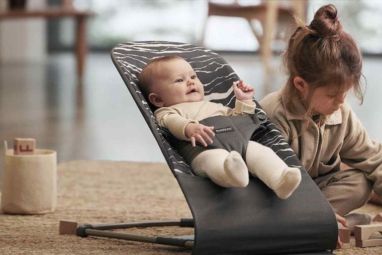 BabyBjörn, Bliss Cotton, leżaczek, antracyt, landscape