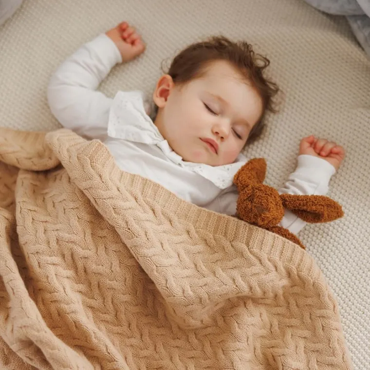 BabyOno, kocyk z wełny merino, ciemny beż