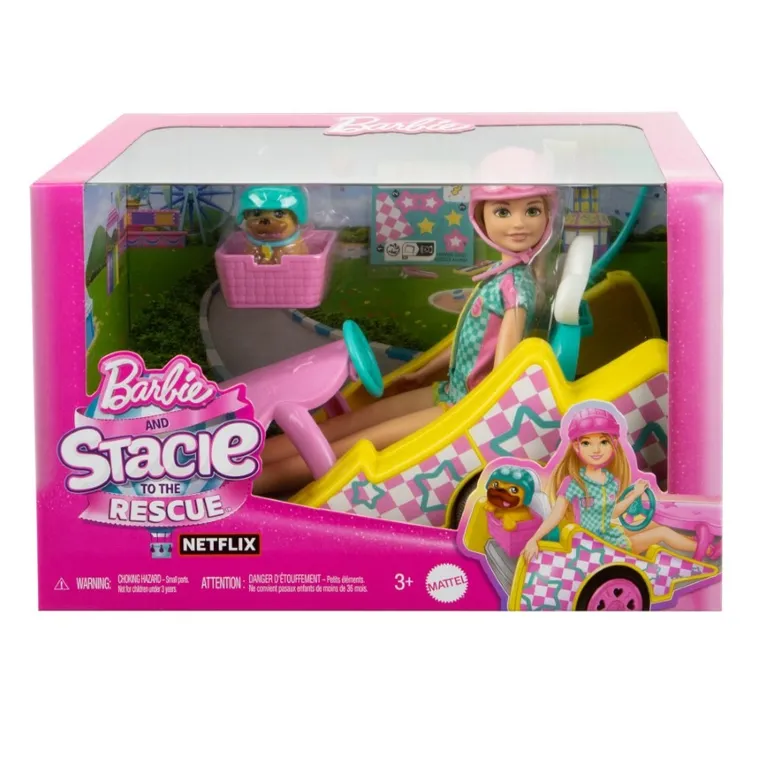 Barbie, Dom w Malibu + Gokart Stacie gratis, zestaw promocyjny z lalką