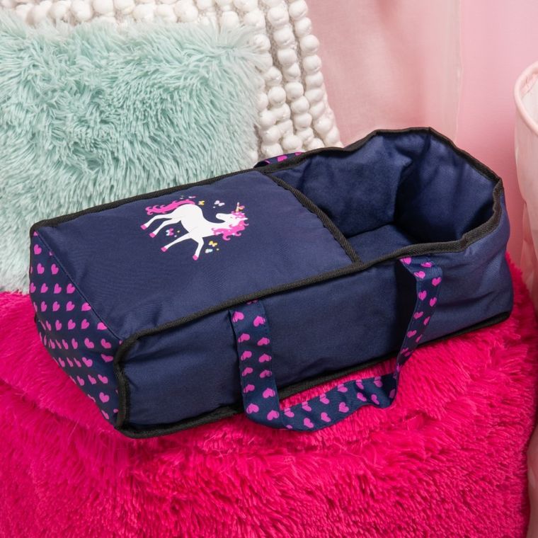 Bayer Design, City Star Combi, głęboki wózek dla lalek z torbą, granatowo-różowy, serca