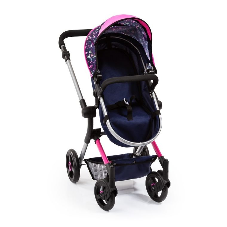Bayer Design, Neo Vario Combi, głęboki wózek dla lalek z torbą, niebieski z wróżkami i gwiazdami