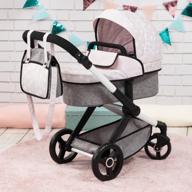 Bayer Design, Xeo Combi, głęboki wózek dla lalek z torbą, szaro-beżowy