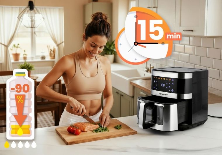 Berdsen, frytkownica beztłuszczowa, air fryer, 1700W, srebrny, 9,1l, BD-656