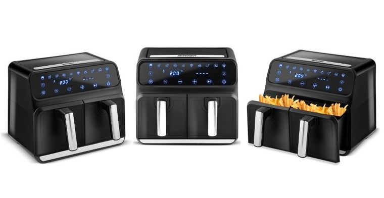 Berdsen, frytkownica beztłuszczowa, air fryer, czarno-srebrna, 8l, BD-653