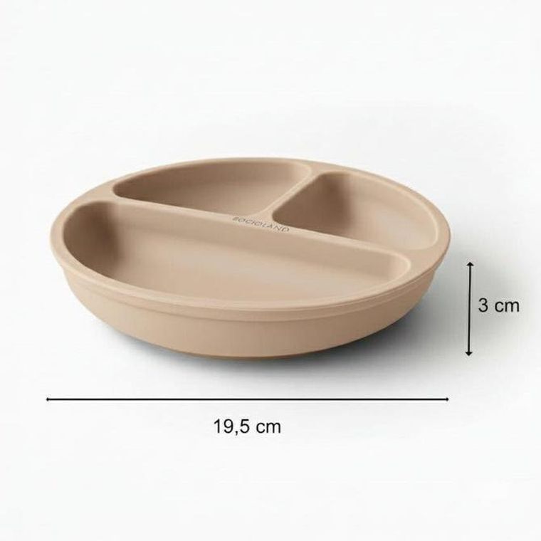 Bocioland, silikonowy talerzyk z przyssawkami i przegródkami, beżowy