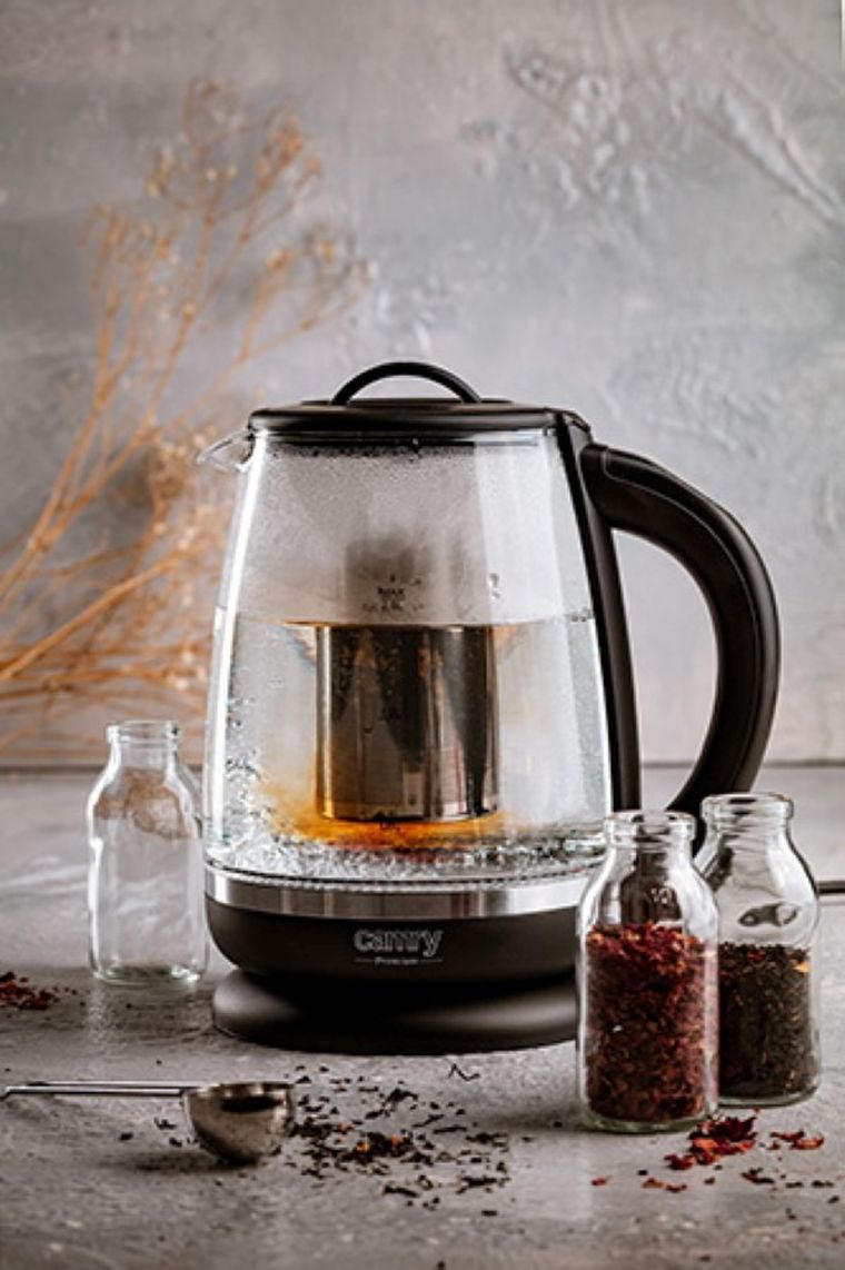 Camry, czajnik szklany z zaparzaczem, 2l