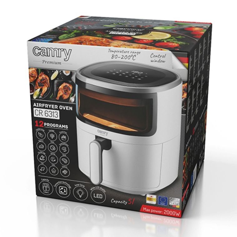 Camry, frytkownica beztłuszczowa, air fryer, 12 programów, 5l