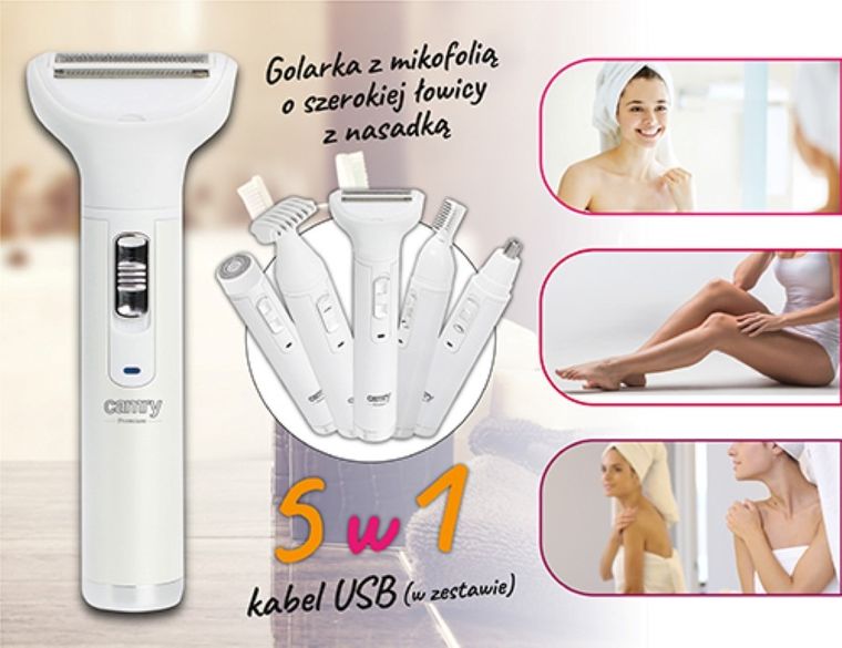 Camry, golarka foliowa z trymerem, zestaw wielofunkcyjny do ciała