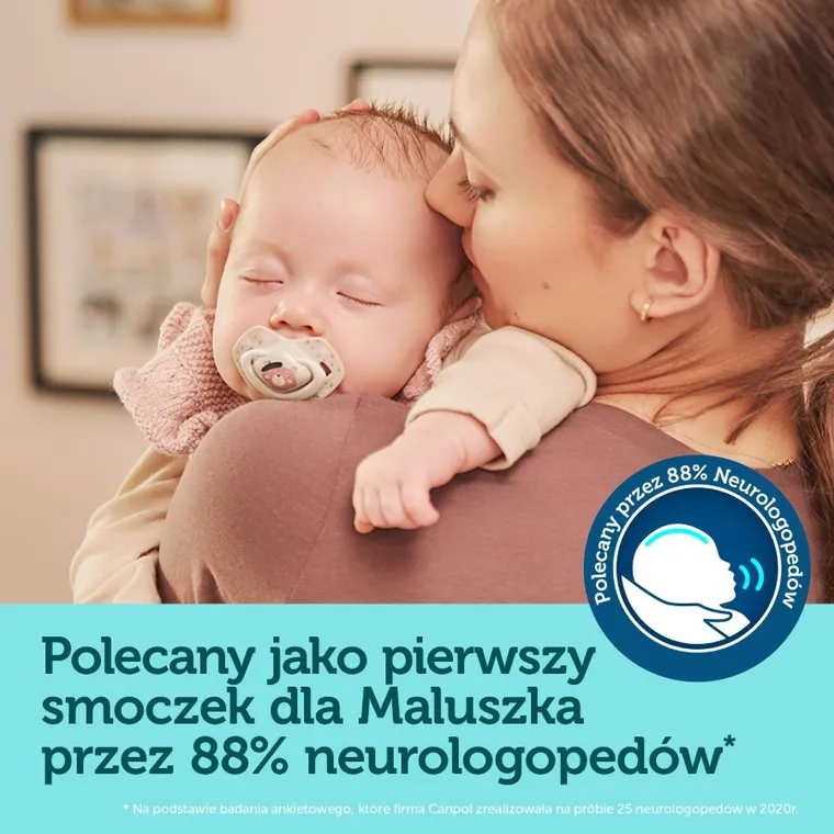 Canpol babies, Bonjour Paris, smoczek uspokajający, silikonowy, symetryczny, 6-18m, 2 szt., różowy