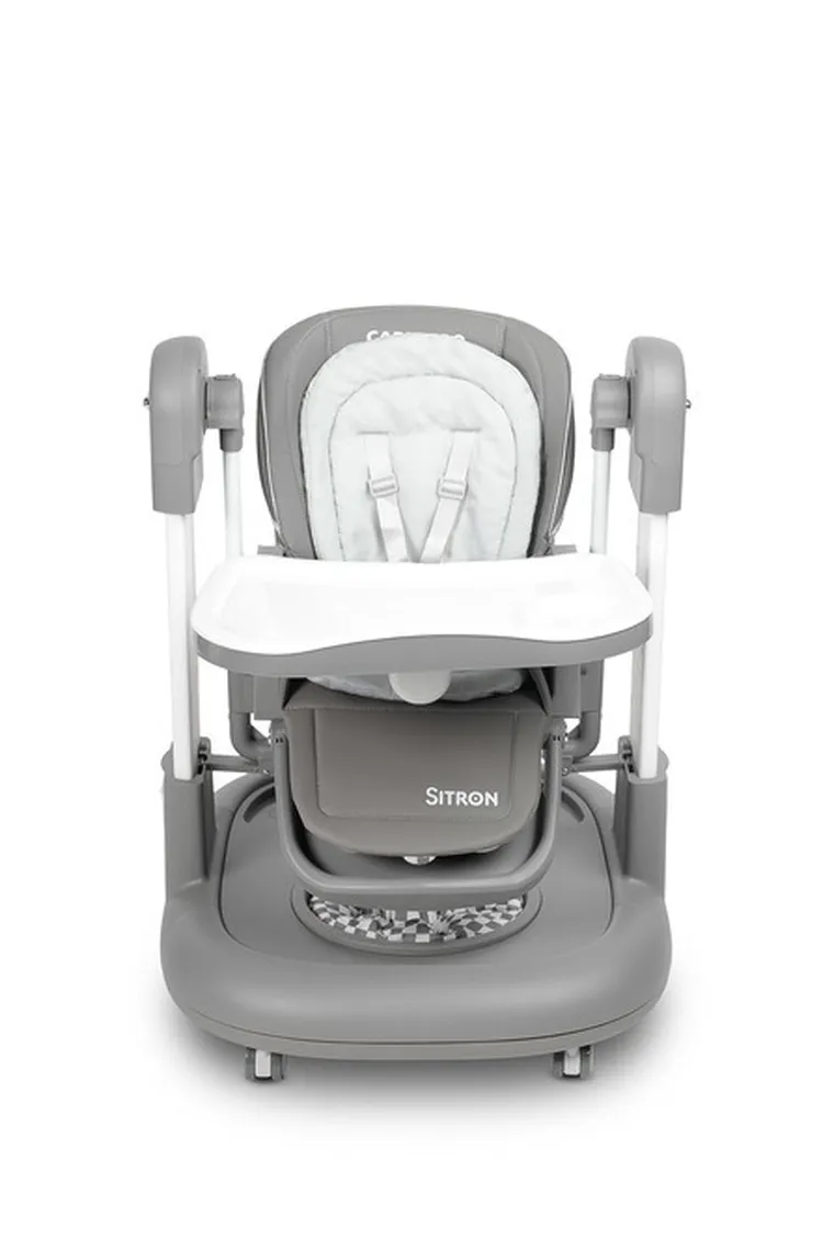 Caretero, Sitron 3w1, krzesełko do karmienia z funkcją huśtawki i chodzika, grey