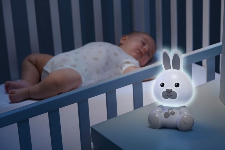 Chicco, First Dreams, Króliczek, lampka nocna, uspokajacz z dźwiękami, beżowa