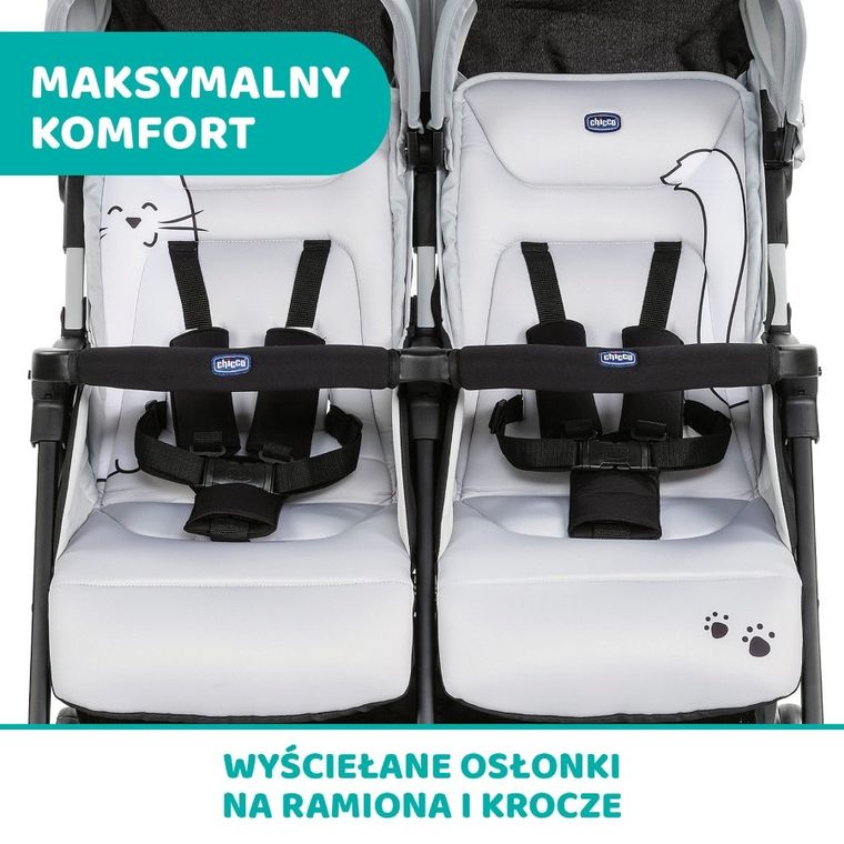 Chicco, Ohlalà Twin, wózek bliźniaczy, Silver Cat