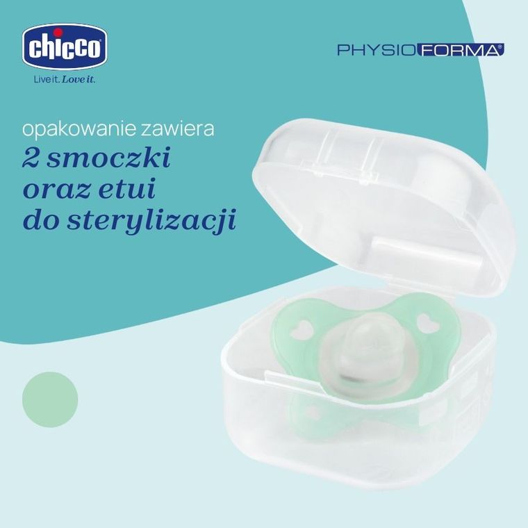 Chicco, PhysioForma Dual Soft, smoczek uspokajający, silikonowy, neutral, 0-2m