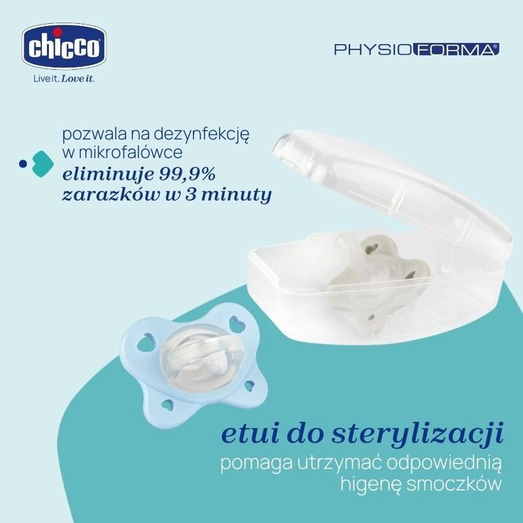 Chicco, PhysioForma Dual Soft, smoczek uspokajający, silikonowy, niebieski, 2-6m, 2 szt.