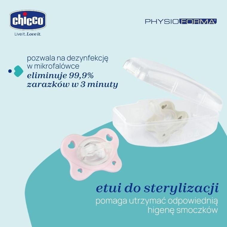 Chicco, PhysioForma Dual Soft, smoczek uspokajający, silikonowy, różowy, 2-6m, 2 szt.