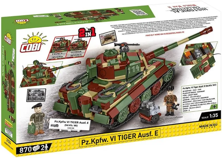 Cobi, Historical Collection WWII, Pz.Kpfw. VI Tiger Ausf. E, klocki, 870 elementów