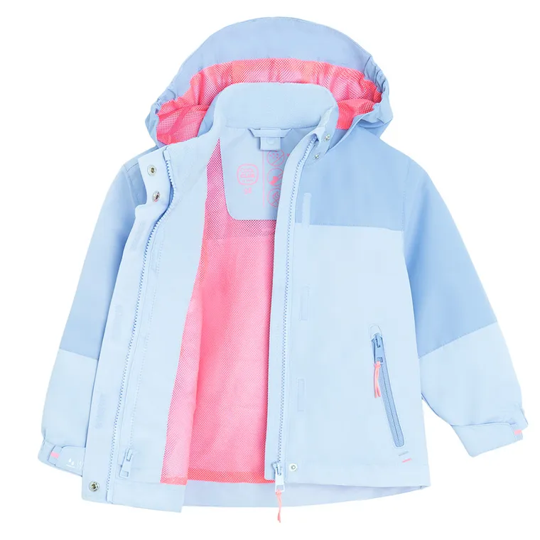 Cool Club, Przeciwdeszczowa kurtka dziewczęca z kapturem, 3w1, Bluza polarowa, rozpinana, niebieska