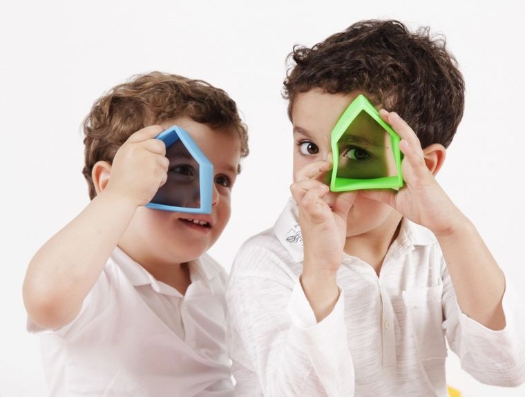 Dena, ludzik i domek, klocki silikonowe, green