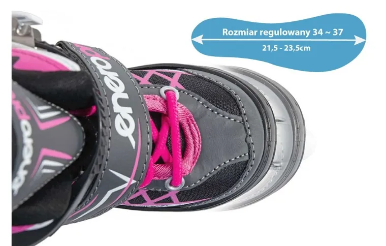 Enero Pro, łyżworolki, 4w1, LED, różowo-szare, rozmiar 34-37