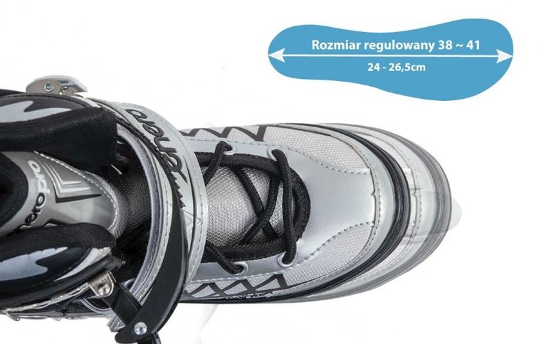 Enero Pro, łyżworolki, 4w1, LED, szare, rozmiar 38-41