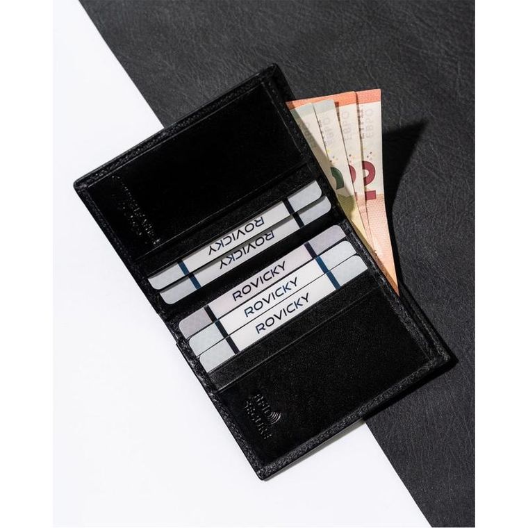 Etui na dokumenty, czarne, skórzane, Rovicky