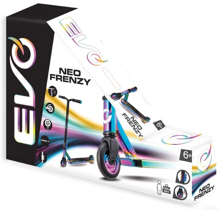 EVO, Neo-Frenzy Stunt Scooter, hulajnoga wyczynowa, kolorowa