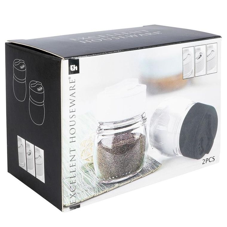 Excellent Houseware, solniczka i pieprzniczka szklana, 2 szt.