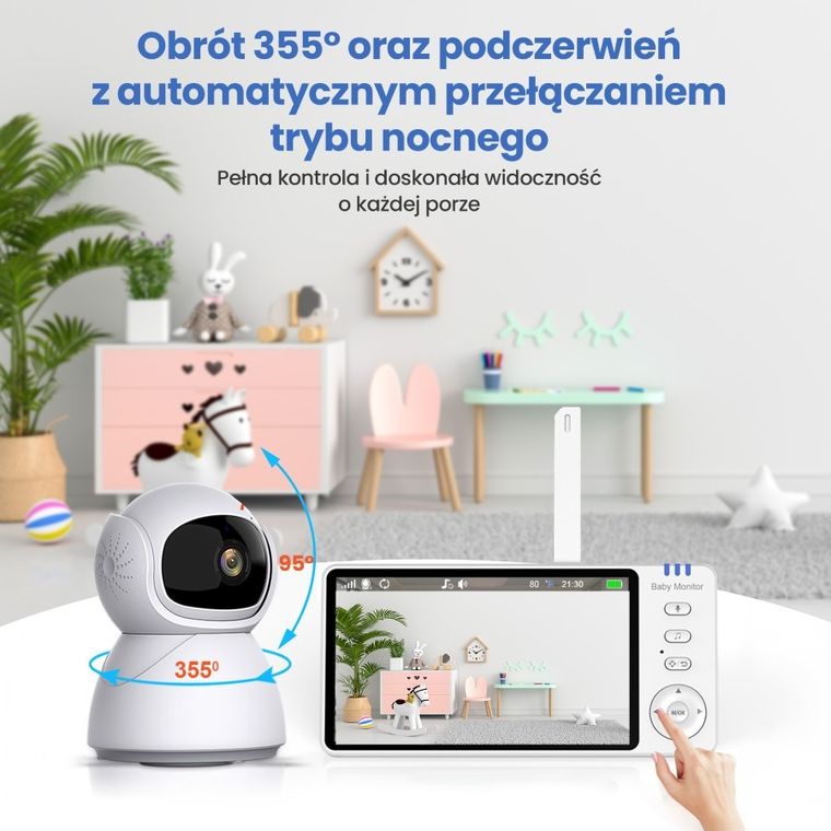 Extralink, Reya, MO570, niania elektroniczna z monitorem, obracana, 5 cali