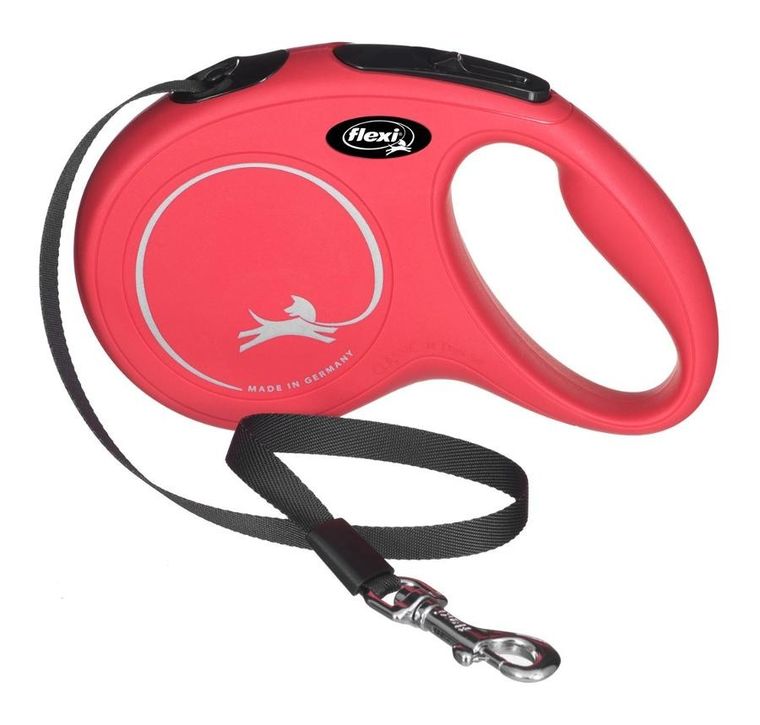 Flexi, New Classic, smycz automatyczna, rozmiar M, czerwona, 5m, do 25 kg