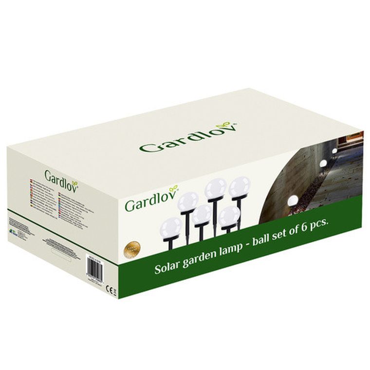 Gardlov, lampa ogrodowa solarna, kula, 6 szt.