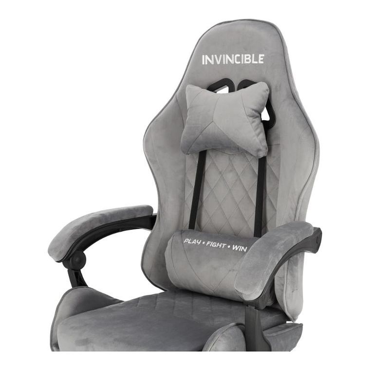 HaloFuture, fotel gamingowy, z podnóżkiem, szary