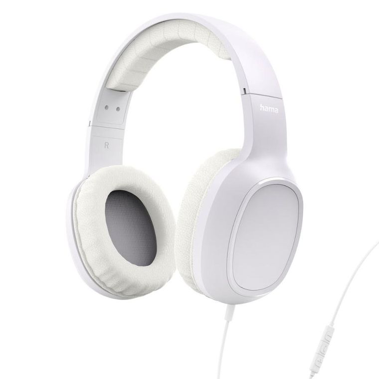 Hama, Fun C, słuchawki przewodowe, nauszne, z mikrofonem, USB‑C, białe