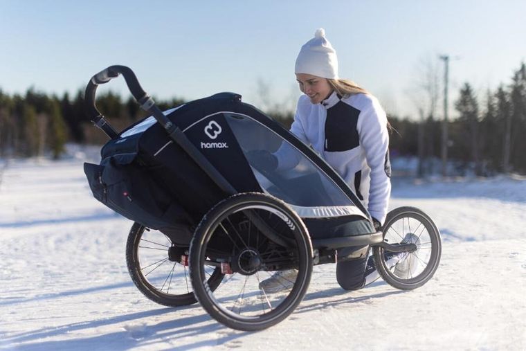 Hamax, Breeze, przyczepka rowerowa, podwójna, Navy/Cream