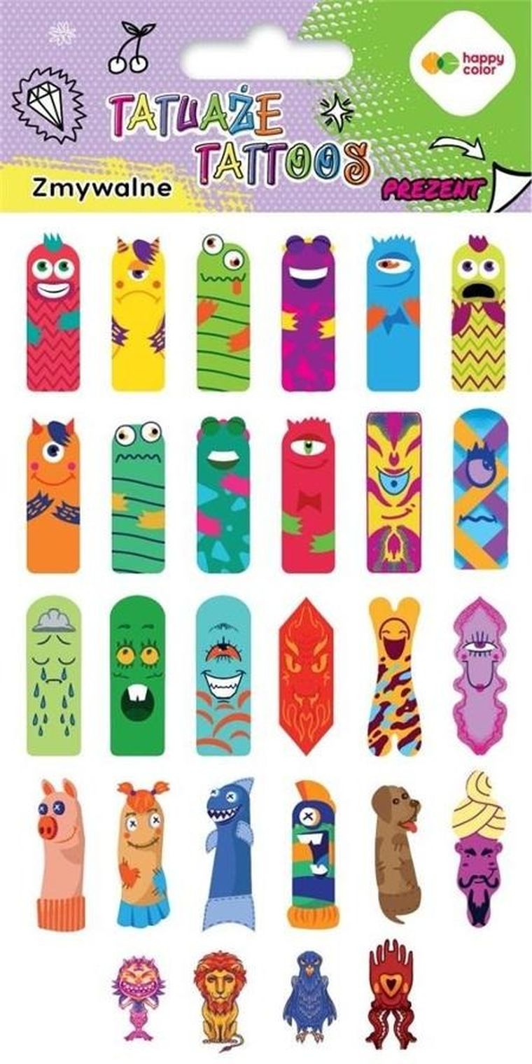 Happy Color, tatuaże zmywalne, Fingers Tattoo