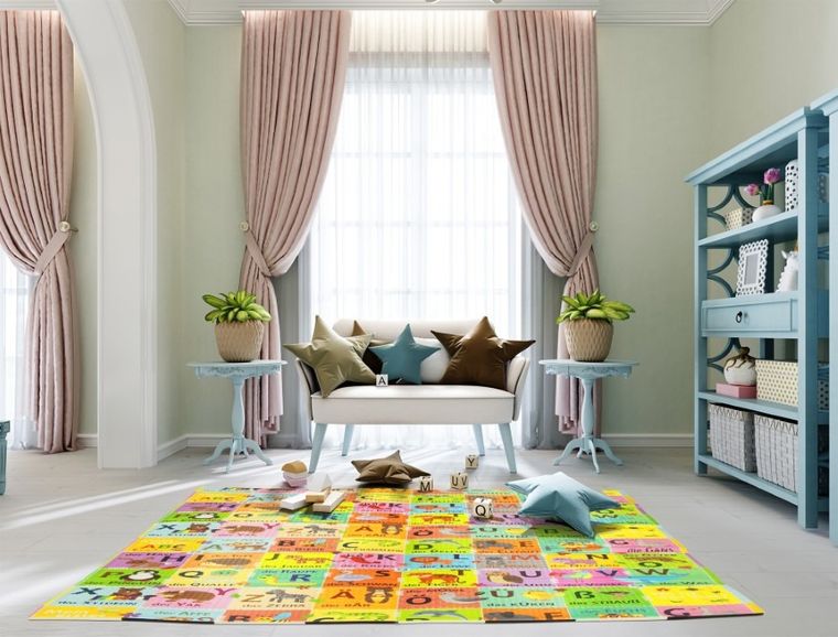 Humbi, dwustronna mata edukacyjna z pianki XPE, alfabet niemiecki i wieś, 180-200 cm