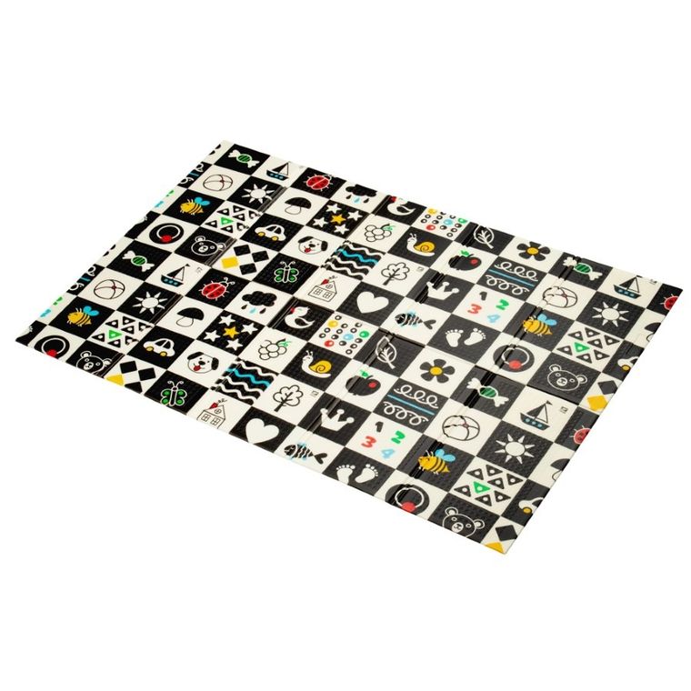 Humbi, dwustronna mata edukacyjna z pianki XPE, polski alfabet, kontrastowe obrazki, 120-180 cm