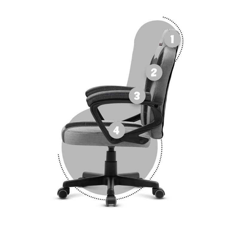 Huzaro, Ranger 1.0, fotel gamingowy dla dziecka, Grey Mesh